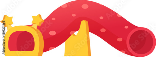 Red play tunnel with stars for children game