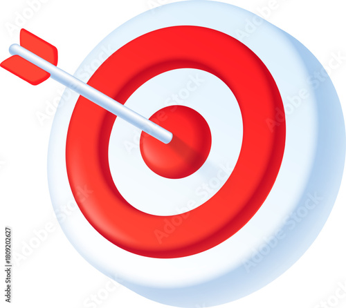 Arrow hitting bullseye representing successful goal achievement concept