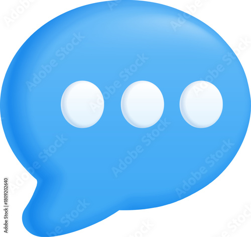 Blue speech bubble showing typing message concept