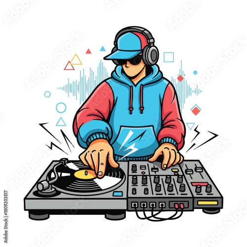 DJ Mixing Music on Controller