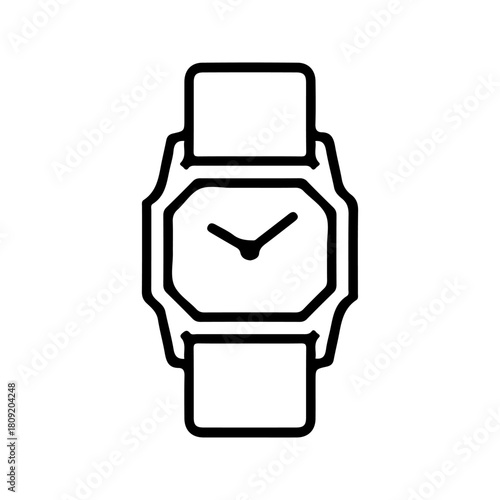 Modern vector illustration of a wristwatch in EPS format, featuring a clean minimalist design. Fully editable and scalable without quality loss, perfect for posters, banners, social media graphics, ap