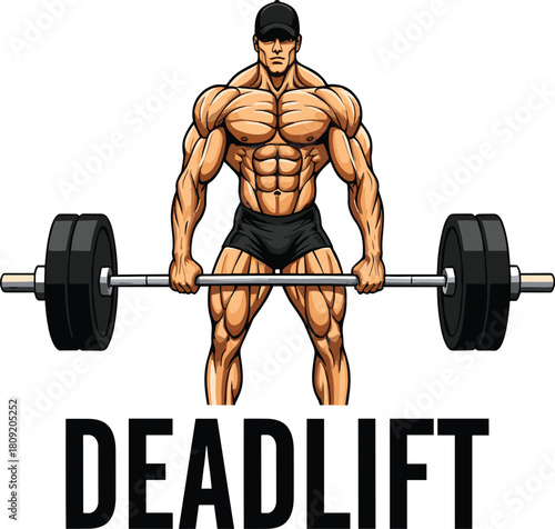Bodybuilder Performing Barbell Deadlift