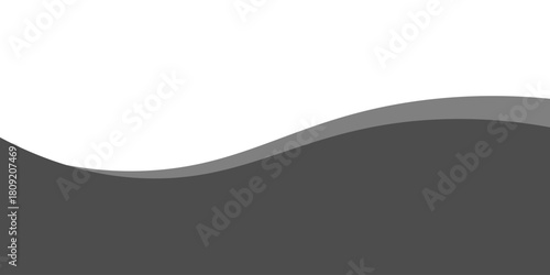 Minimalist black and gray wave vector design with smooth flowing curves at the bottom, transitioning into a clean white background. EPS 10