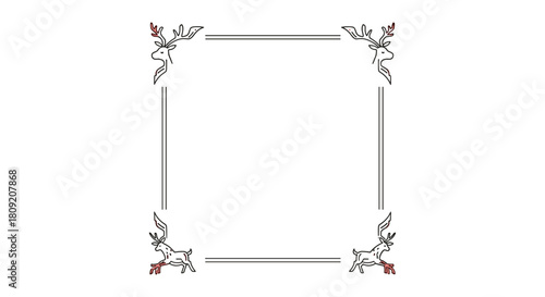 Elegant frame featuring deer in corners with minimalist line art design