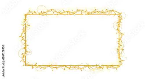 Golden square frame adorned with delicate vines and small light bulbs