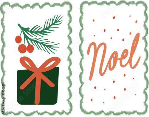Christmas Gift and Noel Typography Illustration