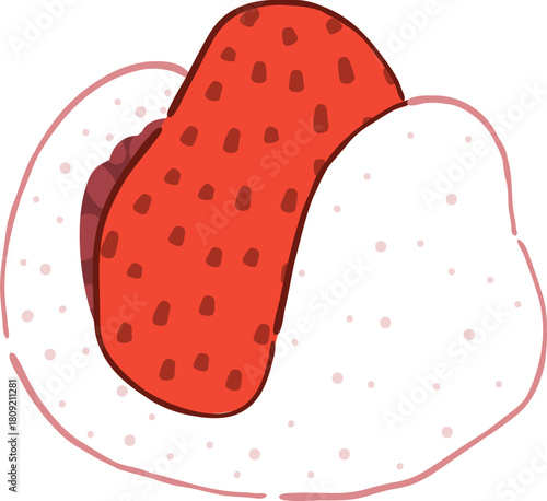 Ichigo daifuku Japanese strawberry mochi illustration