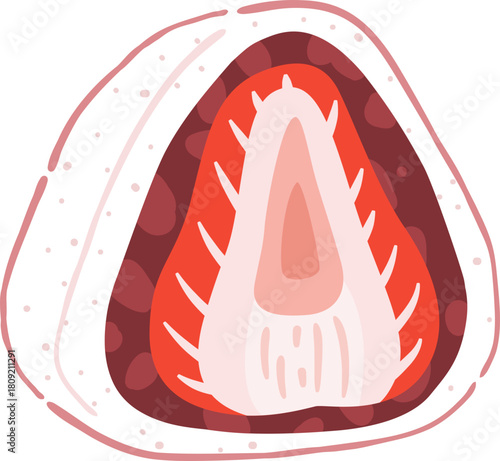 Ichigo daifuku Japanese strawberry mochi illustration