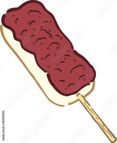 Anko dango Japanese mochi skewer with red bean paste illustration