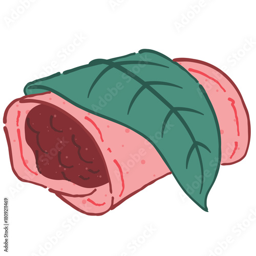 Sakura mochi Japanese spring wagashi illustration