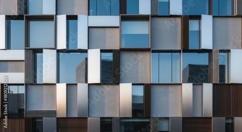 Modern building facade pattern, real estate business wallpaper, property corporate theme, development professional aesthetic