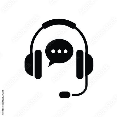 Customer Support Headset Icon – Call Center Communication Symbol