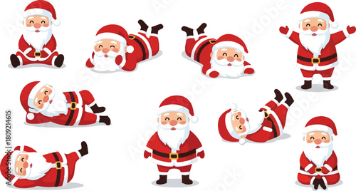 Various Santa Claus poses in a festive Christmas holiday scene joyful and merry 1.