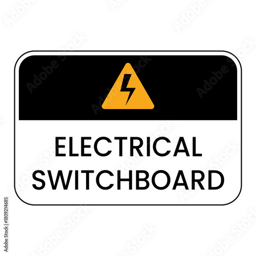 Electrical Switchboard warning sign on transparent background. High Voltage Alert symbol for industrial safety, workplace signage, manuals, training materials, documentation and infographics 