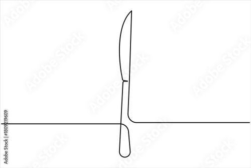 One continuous line art drawing of knife design. Single line art of food tools for restaurant menu, poster or banner in linear minimalist design vector illustration
