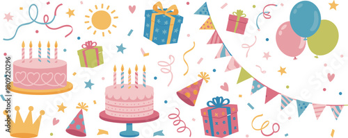 Colorful Birthday Party Elements and Decorations celebration