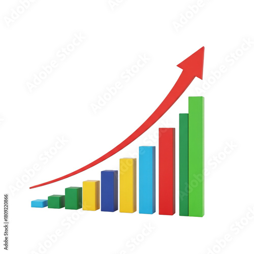Free Download Watercolor Bar Chart With Upward Trend Arrow isolated on a transparent background - GFXLoad