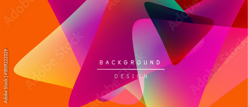 Abstract vibrant shapes overlap. Orange, pink, purple hues blend. Text reads background design. Modern graphic element.