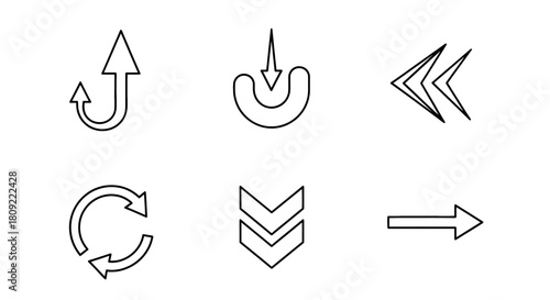 Collection of simple outline arrow icons for navigation and direction