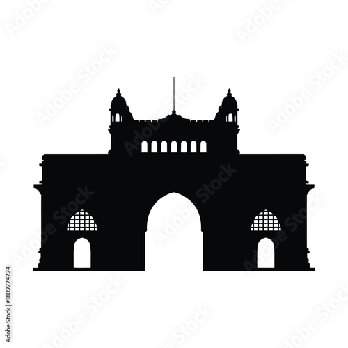 Black silhouette of the Gateway of India monument Mumbai