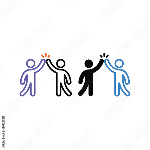 People high five icons in different styles success