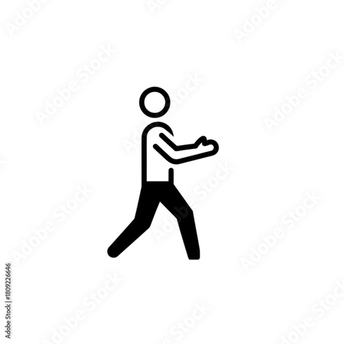 A comprehensive collection of minimalist vector image icons depicting a delivery worker in various action poses, such as pushing a loaded hand truck, catching falling object