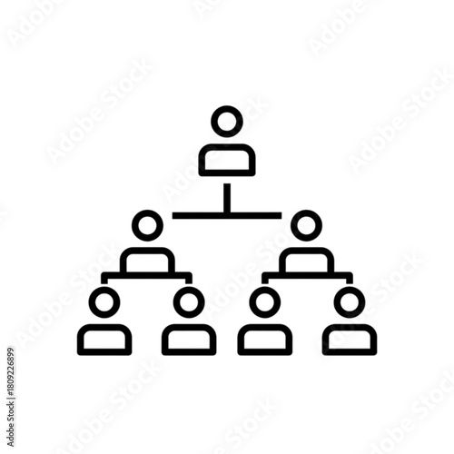 A minimalist organizational hierarchy chart displaying a structured team leadership levels in this vector image