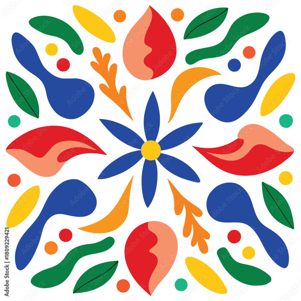 Naklejka premium Hand-Drawn Colorful Matisse Pattern Abstract Design Vector