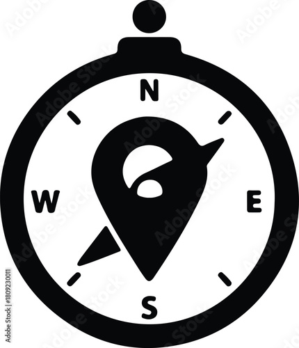 Illustration compass location pointer navigational direction travel guidance silhouette vector