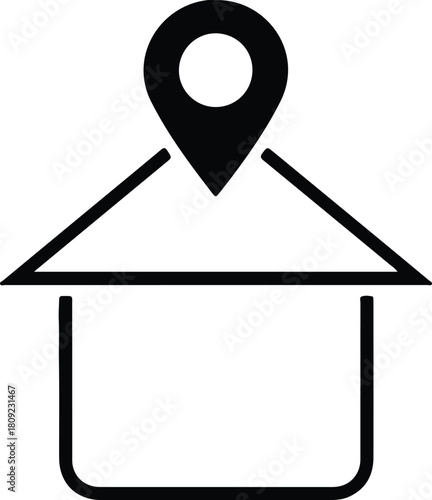 Illustration house location pinpoint simple minimalist icon silhouette vector
