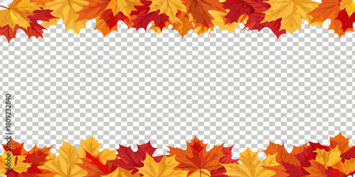 Autumn leaves frame with transparent background for your design