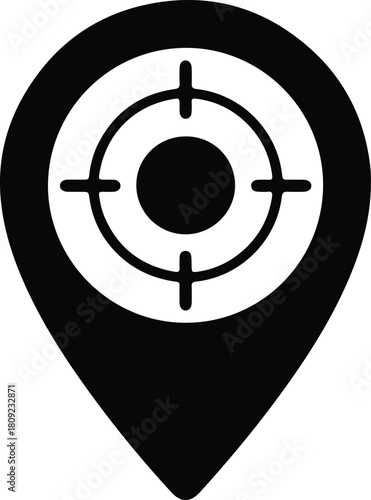 Illustration map pin with target destination location silhouette vector