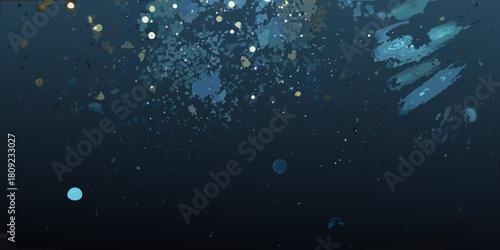 Abstract underwater scene with bubbles and light in deep blue ocean