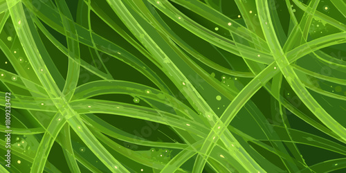 Abstract green interwoven lines with light spots fresh and organic design