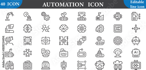 Automation icon set isolated on white background for technology and industry