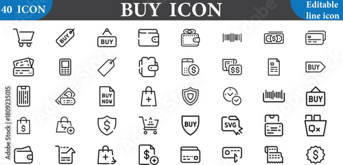 Collection of buy icons isolated on white background for web and mobile use