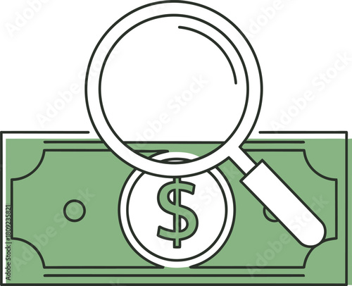 WebFinancial Inspection Illustration – Magnifying Glass Over Dollar Sign and Currency Note Symbolizing Monetary Analysis
