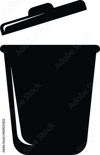 Illustration open trash can simple minimal style silhouette vector