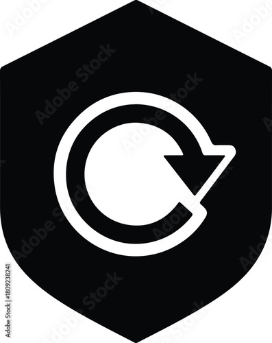 Illustration shield with refresh arrow protection cycle silhouette vector