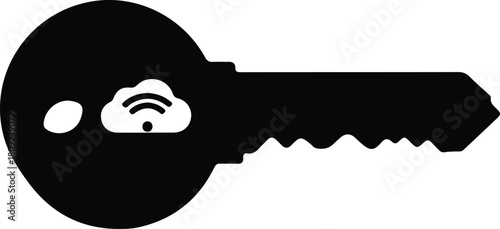 Illustration smart house key secure network access silhouette vector