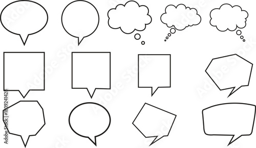 Hand drawn speech bubbles and thought bubbles illustration set