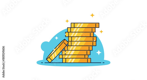Stack of Gold Coins Vector Illustration of Wealth and Finance