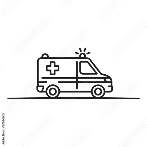 Wallpaper Mural Emergency ambulance vehicle icon simple line art illustration
 Torontodigital.ca