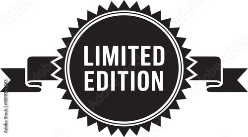 Limited edition exclusive offer badge stamp graphic with ribbon icon
