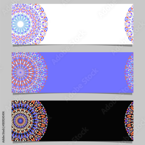 Abstract horizontal geometrical flower mandala banner template set