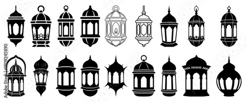 Collection of Ramadan Lantern Silhouettes for Islamic Holiday Design