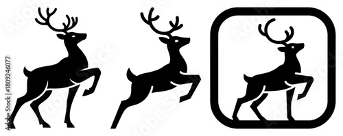 Reindeer Silhouette Icons for Christmas and Winter Design