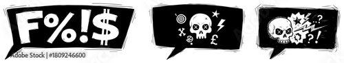 Comic Book Speech Bubbles with Swear Symbols and Cursing Icons