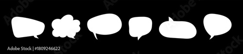Speech bubbles for text. Message balloons, stickers, social media chat box. Doodle style forms. Chatting minimal template, symbol, icons. Information, idea, speak sign, quote mockups, dialogue frames.