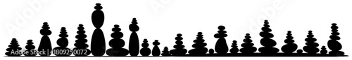 Zen Balanced Stone Stacks Silhouette Border for Spa and Meditation Backgrounds